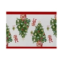 Christmas placemat with festive tree and gift patterns on a cream polka dot fabric - CD27-32 (Christmas Gifts Polka Dot)