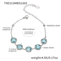 Silver stainless steel bracelet featuring five light blue circular glass stones in a minimalist design - Bracelet Only / Steel Lake Blue
