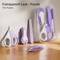 Baby nail care kit in purple with scissors, clipper, file and tweezers in a storage box - [Textured] Transparent Box - Purple