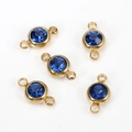 Golden double-hole connectors with dark blue crystals for DIY jewelry making - 10pcs/Pack / Royal Blue