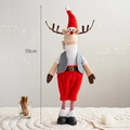 70cm Christmas reindeer plush toy in red hat and knitted vest for holiday decoration - Big Brother Reindeer