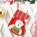 Red Christmas stocking with 3D white bear, Merry Christmas text and hanging loop - Letter Bear / Small
