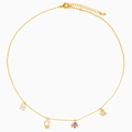 Collana dorata a tema spaziale con ciondoli a forma di pianeti colorati e navicella spaziale - Oro
