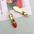 Golden and red enamel high heel shoe charms for DIY jewelry making accessories - 3D Red Shoe Style (12276)