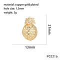 Macro detail of a 21mm pineapple jewelry pendant with micro-paved cubic zirconia stones - Pineapple