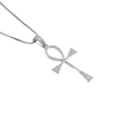Zilveren Ankh-kruis hanger ketting met fonkelende zirkonia aan een fijne box schakel - Zilver