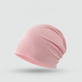 Chic pink slouchy beanie hat for women made of soft knit fabric for casual style - Solid Minimalist Style / Pink