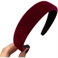 Vintage wine red velvet headband for women with thick padded fabric texture - 3cm / Dark Red