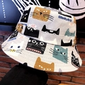 Chic canvas bucket hat featuring colorful cartoon cat patterns for outdoor sun protection - One Size / Light Gray