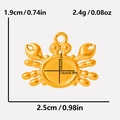 Detailed dimension guide for 18K gold plated crab pendant with measurements and weight - Crab Base (S2040) / Gold