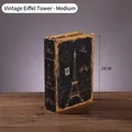Vintage Eiffelturm Aufbewahrungsbuch in Schwarz und Gold, 24x17x6cm Dekomodell - Mittel / Retro Eiffelturm Stil