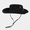 Dettaglio del cappello da pescatore nero impermeabile con cordino regolabile e fori d'aria - Nero