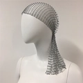 Sparkling silver mesh headwear for women with rhinestones on a minimalist model - Silver