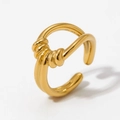 Bague ouverte tressée chic en finition or poli pour un style minimaliste moderne - Or (KB649)