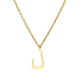 Minimalist gold stainless steel necklace featuring an Arabic Lam letter pendant - Arabic Letter 9