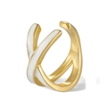 Golden S925 silver cross ear cuff with white enamel inlay for women, minimalist style - White Enamel - Gold (Single)