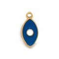 Blauer und goldener Böser Blick Anhänger in Schiffchenform für DIY-Schmuck - Marquise-Blaues Auge