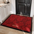 Tappeto d'ingresso classico floreale rosso e nero con scritta HOME dorata antiscivolo - 80*120cm [Raschiare la polvere] / Luce Picchiettata
