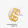 Anillo de cadena ajustable de acero inoxidable dorado con esmalte blanco - Oro Esmalte Blanco