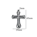 Retro stainless steel cross pendant in dark metal finish showing 45mm x 29mm dimensions - Style 10