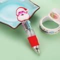 Cartoon Santa Claus topper 4-color retractable ballpoint pen with red rubber grip - Christmas Series 10-Santa