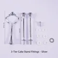 Zilveren beslagset voor etagère met 3 niveaus, kroonhandvat en metalen stangmaten - 3-laags hardware fitting - Zilver