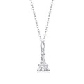 Eiffel Tower 925 silver necklace featuring a round sparkling white moissanite stone - (s925 Silver + Moissanite Sn12356 Necklace) / Chain Length 40cm + 5cm (extension Chain)