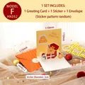 3D Christmas pop-up card set with yellow snowman design and orange envelope - Style F - Christmas Melody 3D Card