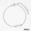 Silver stainless steel fish charm bracelet with lobster clasp and extension chain - Silver Bracelet (PB954)