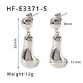Detailed technical diagram showing dimensions of polished 18K silver teardrop earrings - 18K Gold Plated / Silver(HF-E3371-S)