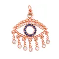 Rose gold plated evil eye pendant with blue gemstones and seven sparkling charms - Rose Gold Tassel Evil Eye Style (M184063K2-Rose Gold)