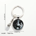 Creative chess keychain with silver metal queen charm and glass time gem pendant - Round Glass Pendant Style 3 / Silver/Black White