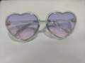 Glittery heart-shaped sunglasses for girls with purple gradient lenses and gold bee accents - Blue Pink Gradient