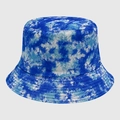 Cappello a secchiello tie-dye blu e bianco in cotone con protezione solare e tesa - M (56-58cm) / Tie-Dye Sfumato Blu Bianco (46)