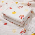 Cotton 6-layer gauze baby bath towel with traditional lucky print in white color - 4-Layer 110*110cm / Prosperity