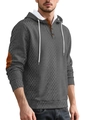 Men's dark grey hoodie with orange elbow patches and textured jacquard fabric - S / Dark Gray