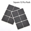 Square black anti-slip furniture pads, 12-pack thick rubber protective mats for table legs - Square 12pcs
