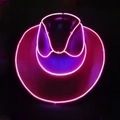 Pink LED neon light silhouette of a cowboy hat for festive wall decoration - Adult Wireless-Rose Red Pink