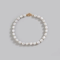 Baroque irregular pearl necklace with gold-plated T-bar toggle clasp design - Irregular Pearl Style 1 (A1-11)