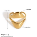 Modern 18K gold-plated stainless steel wavy double-layer open ring with a polished finish - Double Layer Wave Streamline Open Style (KB757) / Gold