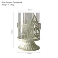 Star pattern glass candle holder with vintage cream metal frame, 12cm height - Star Design