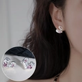 Elegant silver heart earrings with pink crystal stones and textured metallic finish - Silver Textured Heart Pink Zirconia Studs(ED1906)