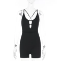 Detail des Cut-out-Designs und der Strickstruktur des schwarzen, sexy Einteilers - S / Schwarz