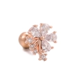 Elegant rose gold flower cartilage earring with teardrop zircons and ball back closure - EGD0934 Rose Gold - Flower Shape
