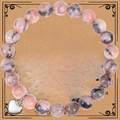 Pulsera de cuentas de piedra natural con dije de corazón en tarjeta de regalo - Pulsera de Piedra Cebra Rosa