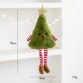 Green plush Christmas tree doll with red striped limbs and star topper, 28cm size - Christmas Tree