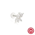 Silver 16G cartilage piercing stud with dangling chains and marquise cut zircon stones - Silver-tone #7 (Crown Fan Shape)