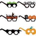 Set of 6 paper Halloween glasses featuring pumpkin, bat, and spider party designs - Halloween Multiple Pattern Glasses Set