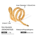 Ear cuff a serpente regolabile in acciaio inossidabile placcato oro 18k - Stile Clip per Orecchio a Serpente (JDEW2407026)