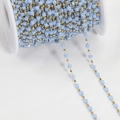 Bohemian style light blue square crystal beads and gold metal chain for DIY jewelry - Light Blue KC Gold (Square Beads)